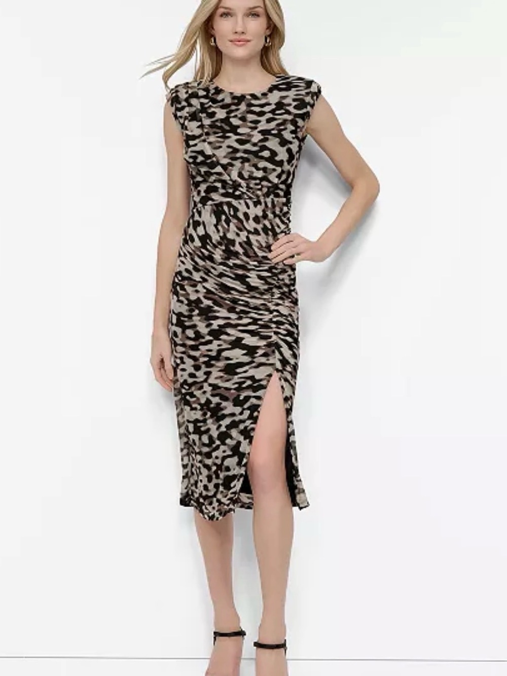 NWT DKNY Sleeveless Mesh Bodycon Midi Dress Sz 4P